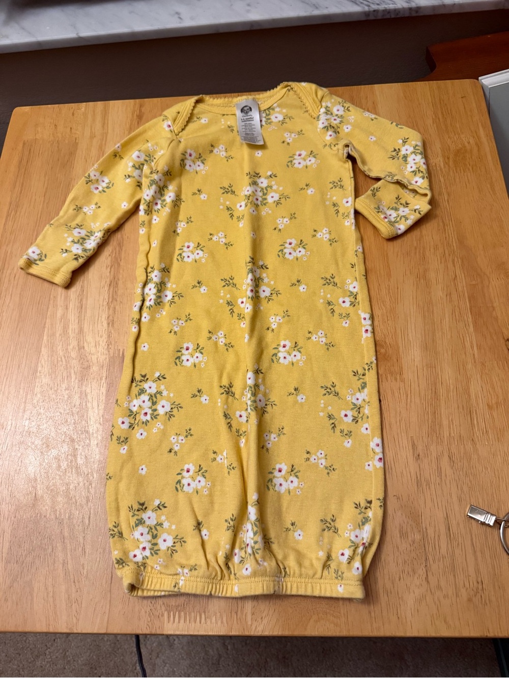 Gerber Yellow Floral Baby Sleep Gown - Soft Cotton Kids Pajamas